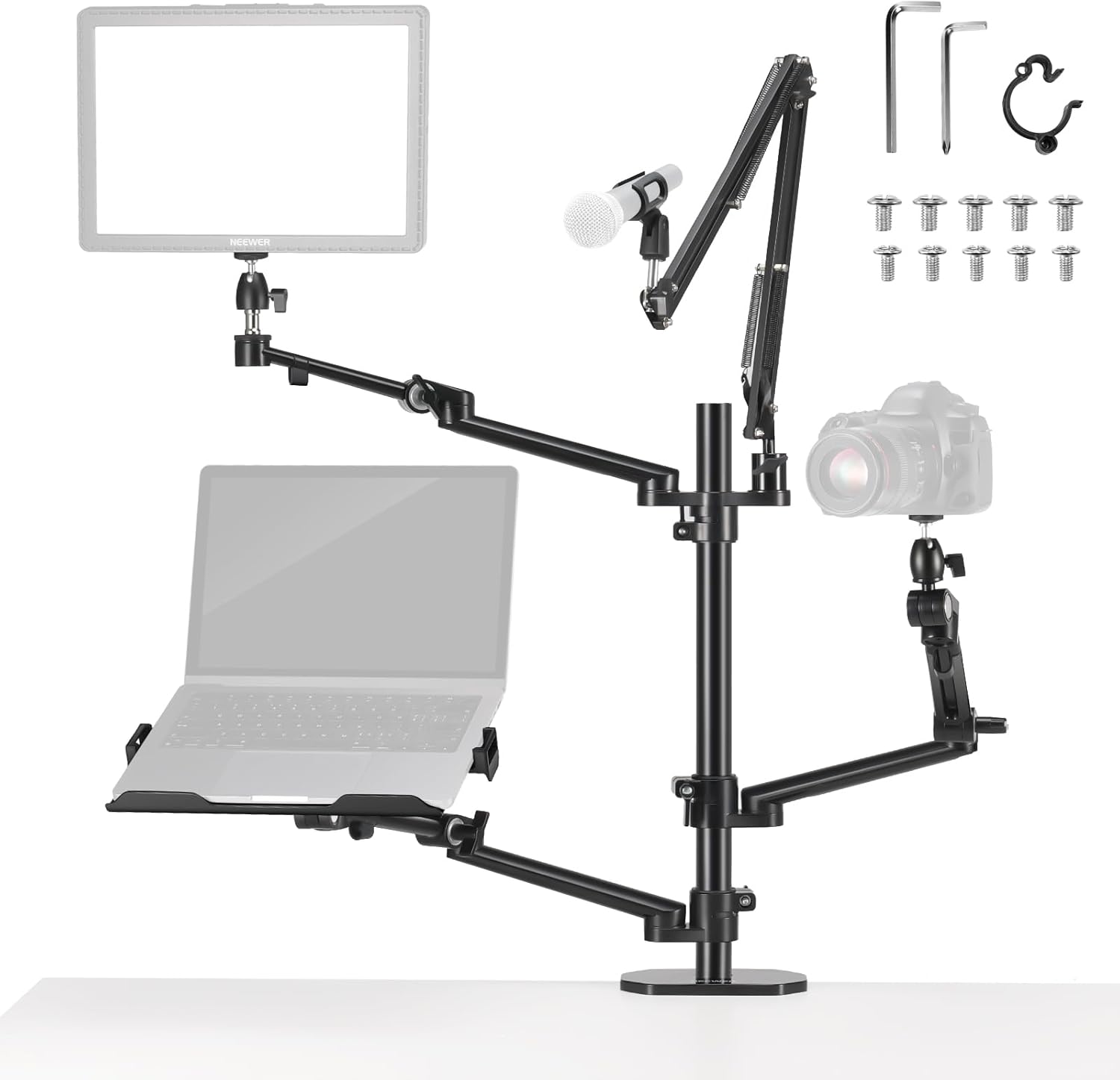 Webcam Ring Light - Overhead Camera Stand Desk Mount Rig
