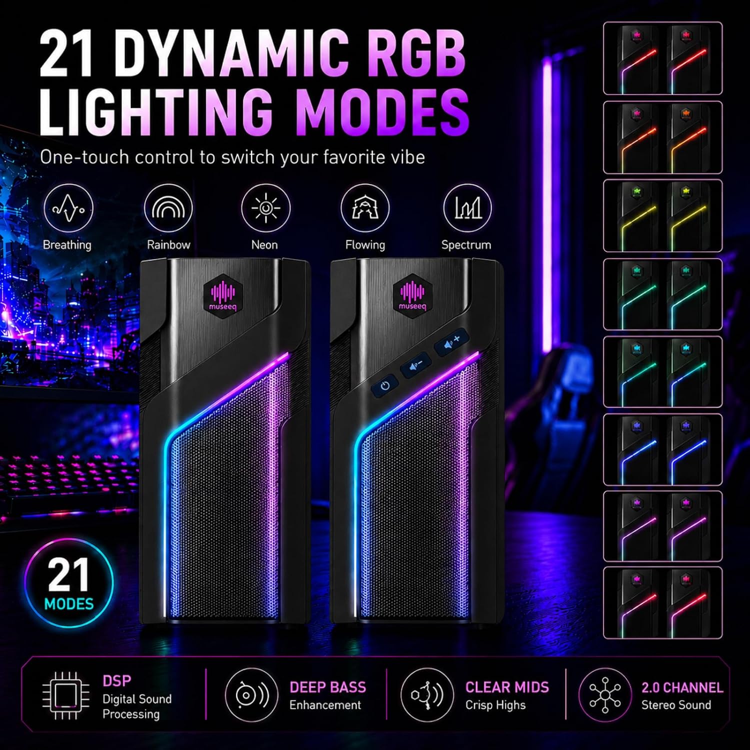 RGB Gaming Speakers for PC, Bl - огляд і ціна Gaming Speaker 2.1
