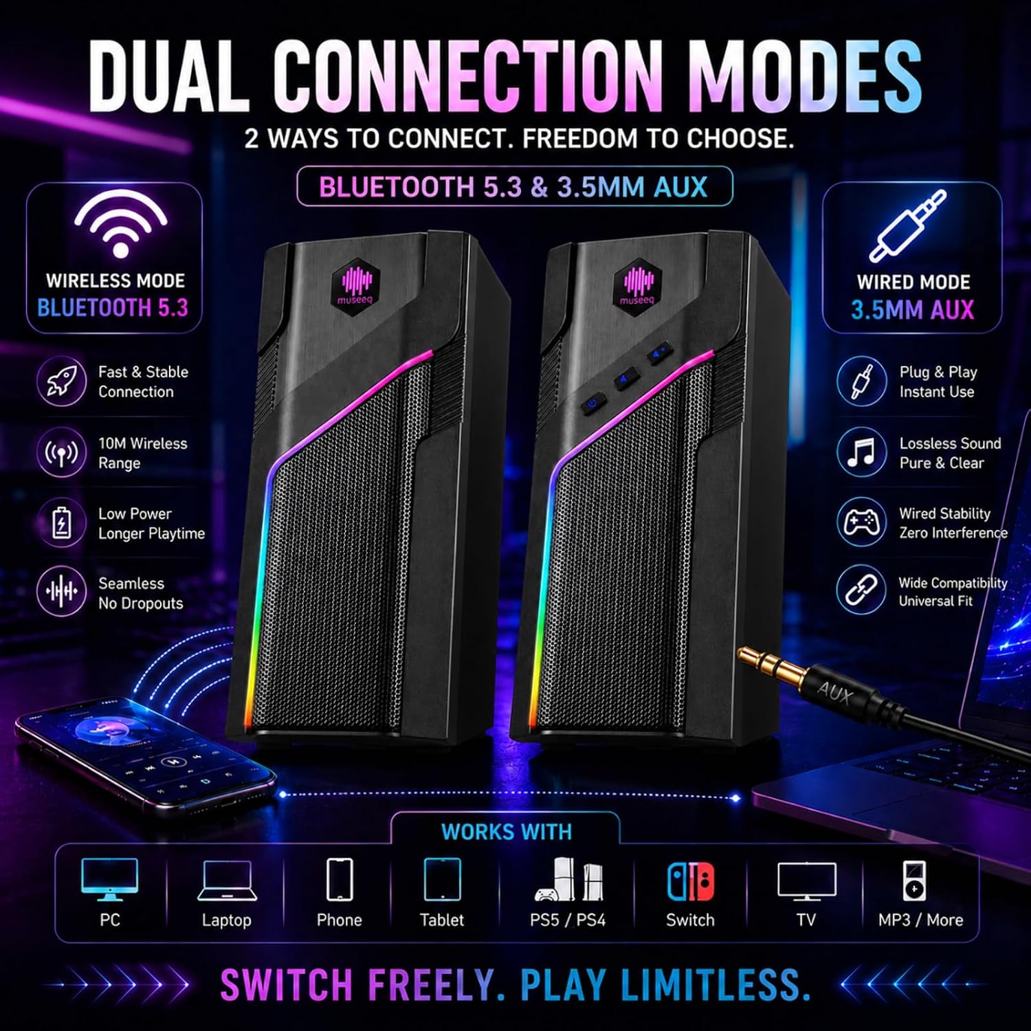 RGB Gaming Speakers for PC, Bl - огляд і ціна Gaming Speaker 2.1