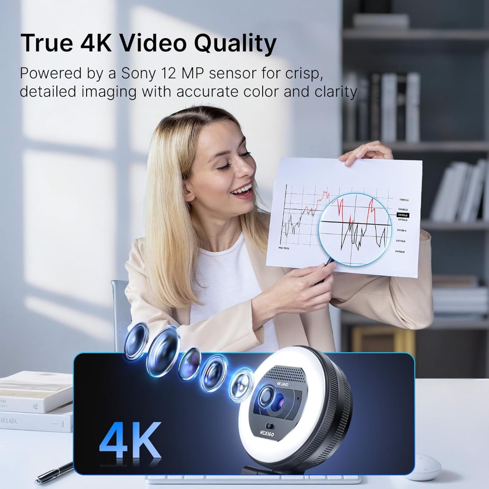 4K Webcam with Ring Light, PDA - огляд і ціна Webcam Ring Light
