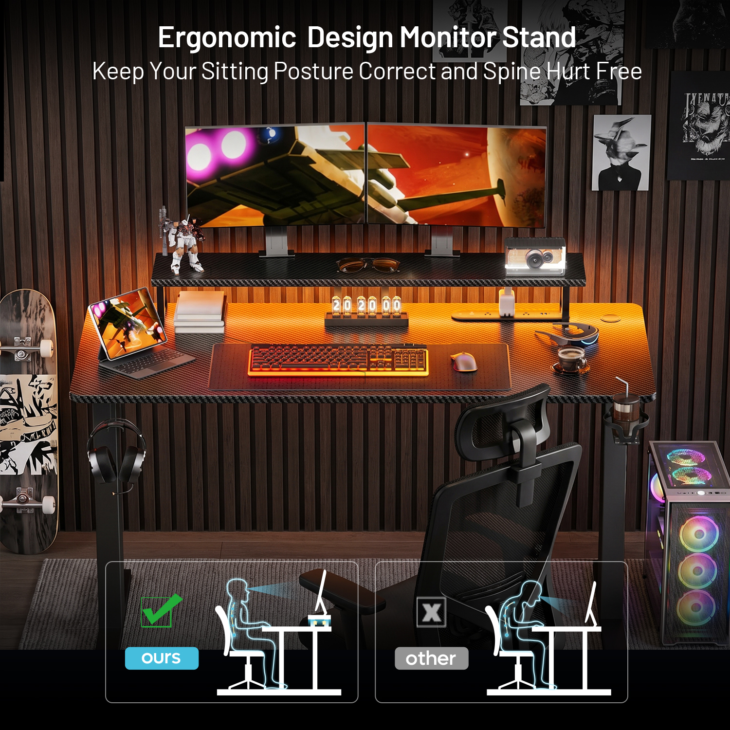 Gaming Desk with LED Lights &  - огляд і ціна Esports Gaming Monitor