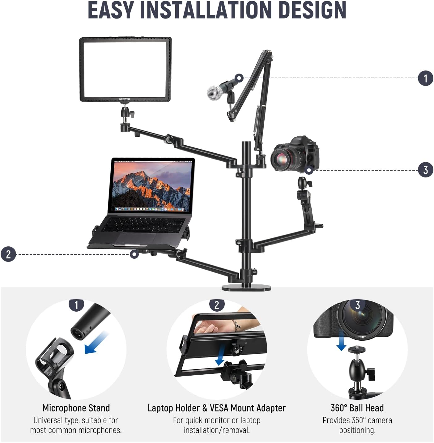 Overhead Camera Stand Desk Mou - огляд і ціна Webcam Ring Light