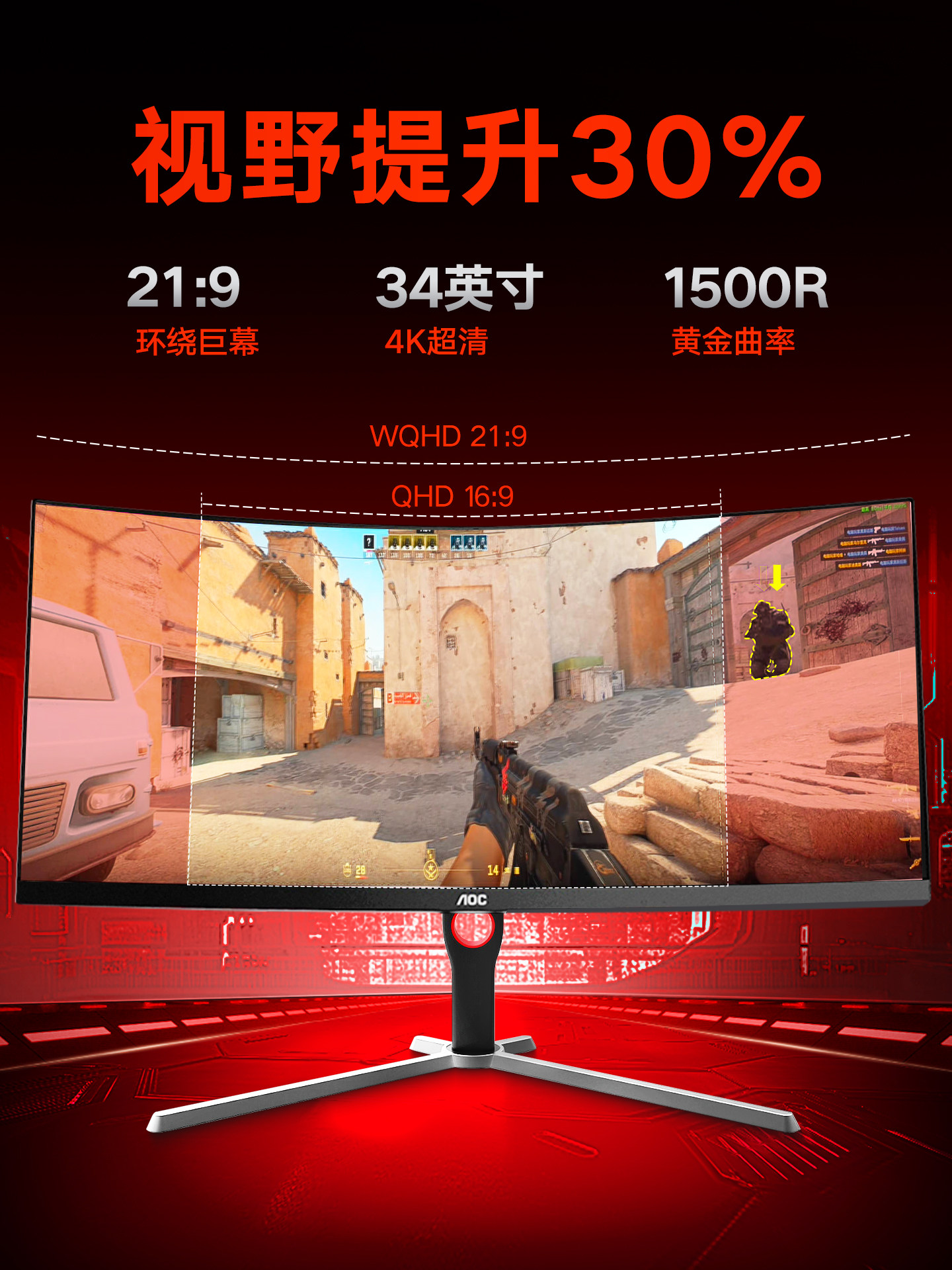 With fish screen monitor 34 in - огляд і ціна Esports Gaming Monitor