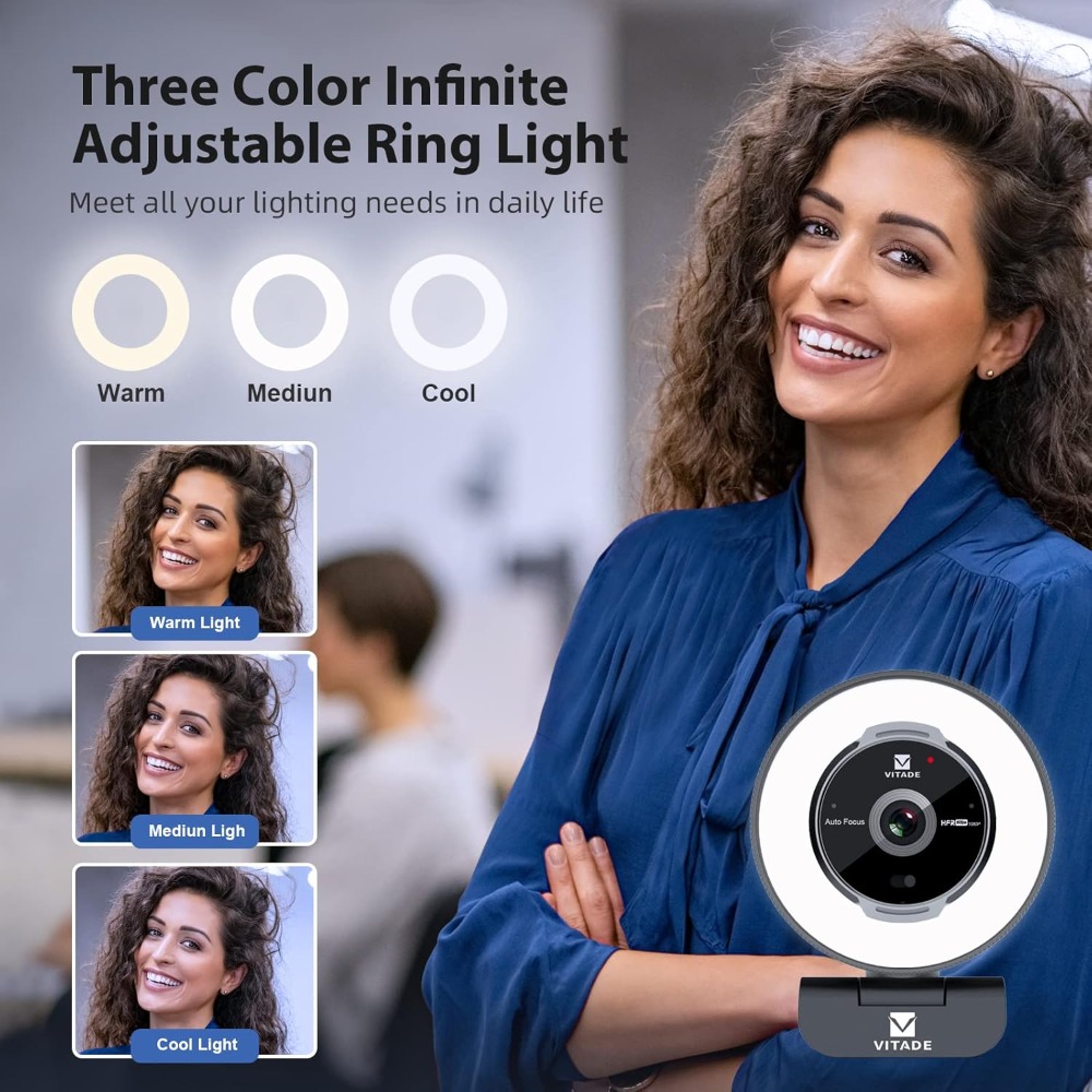1080P 60FPS Streaming Webcam w - огляд і ціна Webcam Ring Light