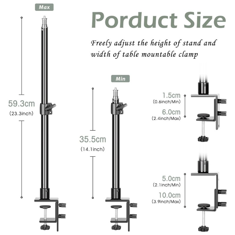 Desk Mount Stand,Adjustable Ta - огляд і ціна Webcam Ring Light